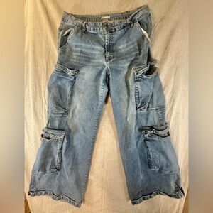 Blue Turtle Baggy Y2K Cargo Jeans